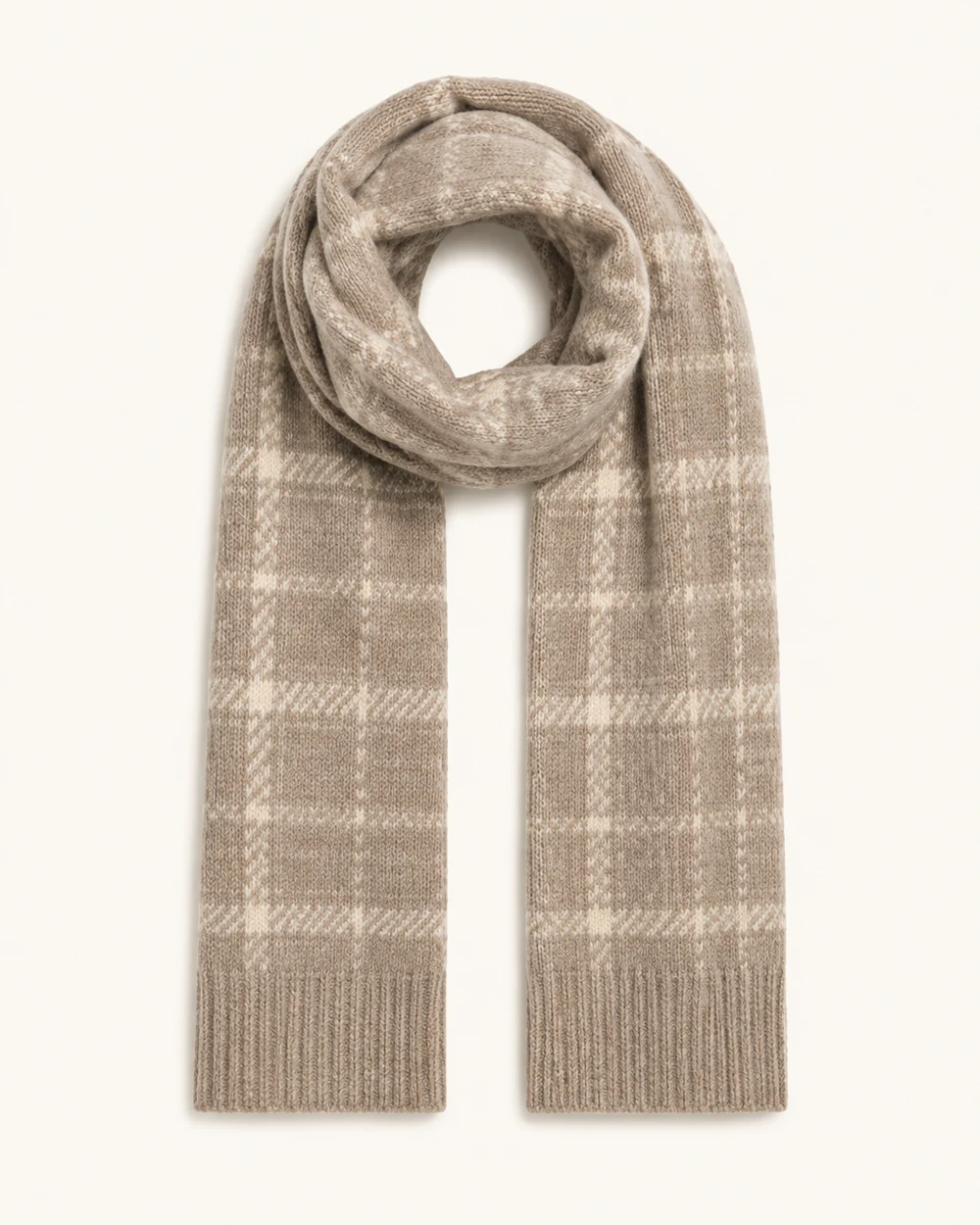Taupe Check Winter Scarf