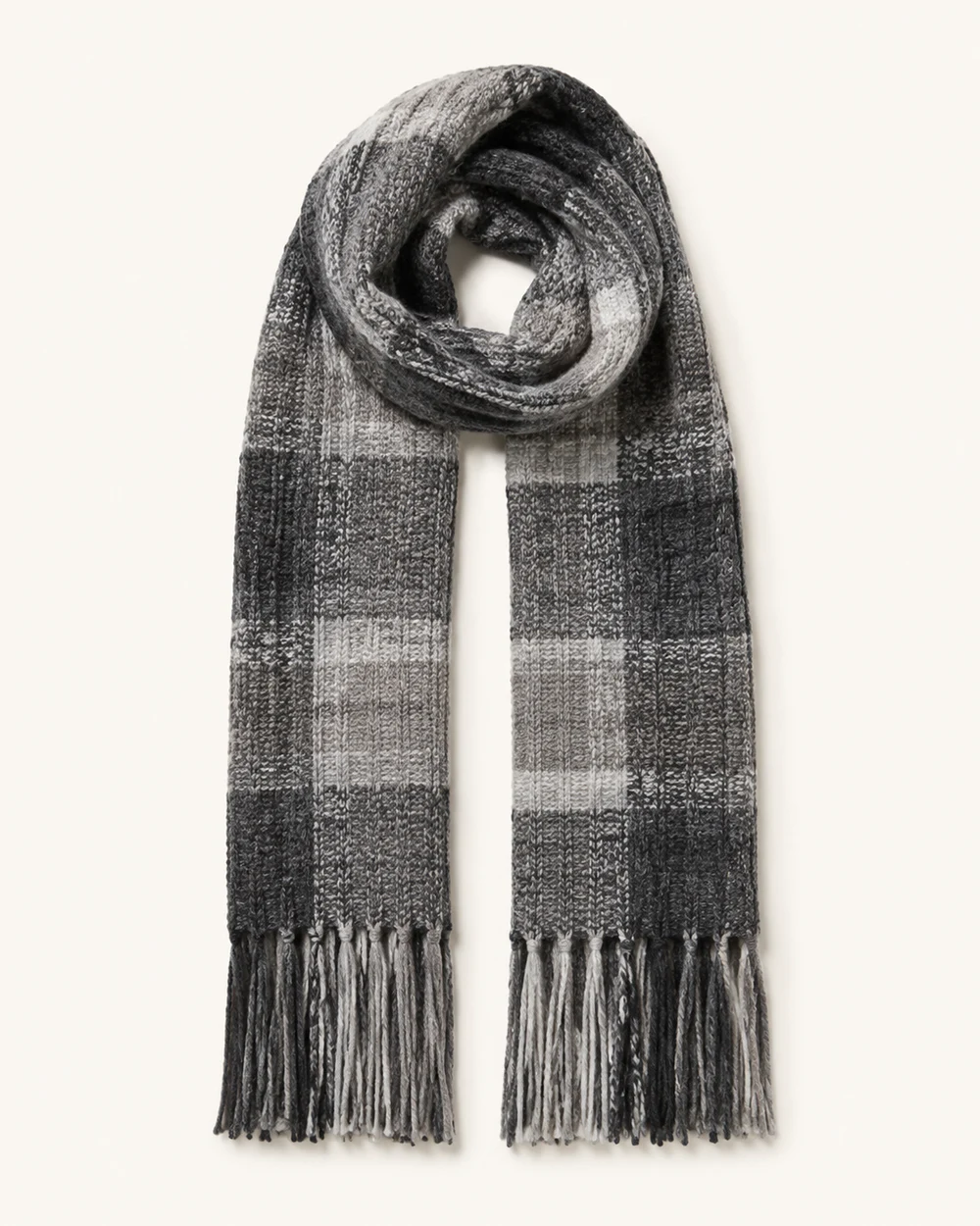 Smoke Plaid Knit Scarf